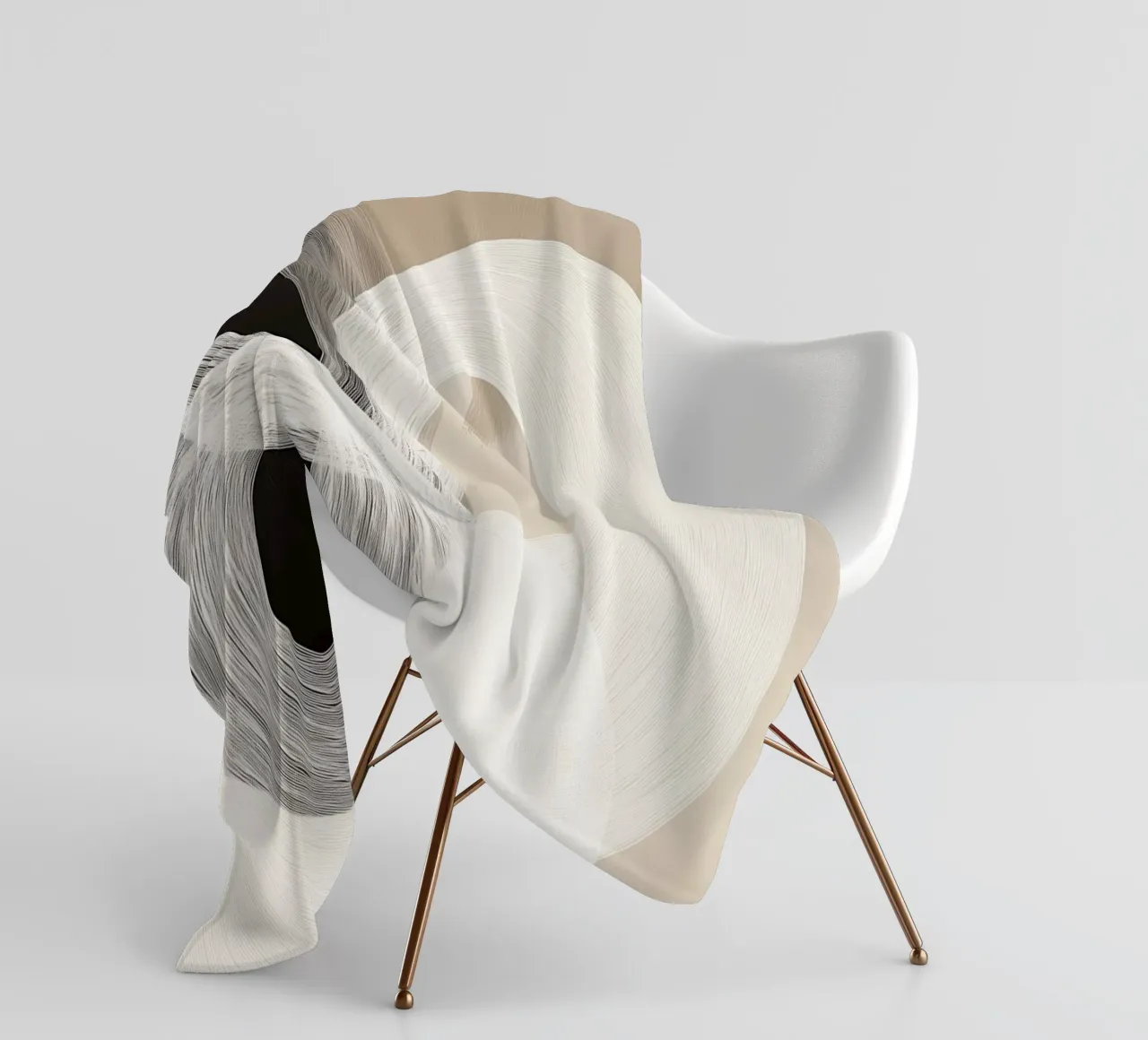 Forme astratte in marrone e crema coperta in pile da Imagine