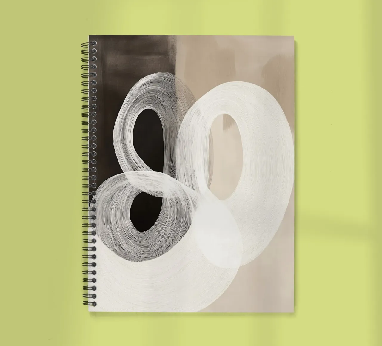 Abstract shapes in brown and cream spiral notebook by Imagine