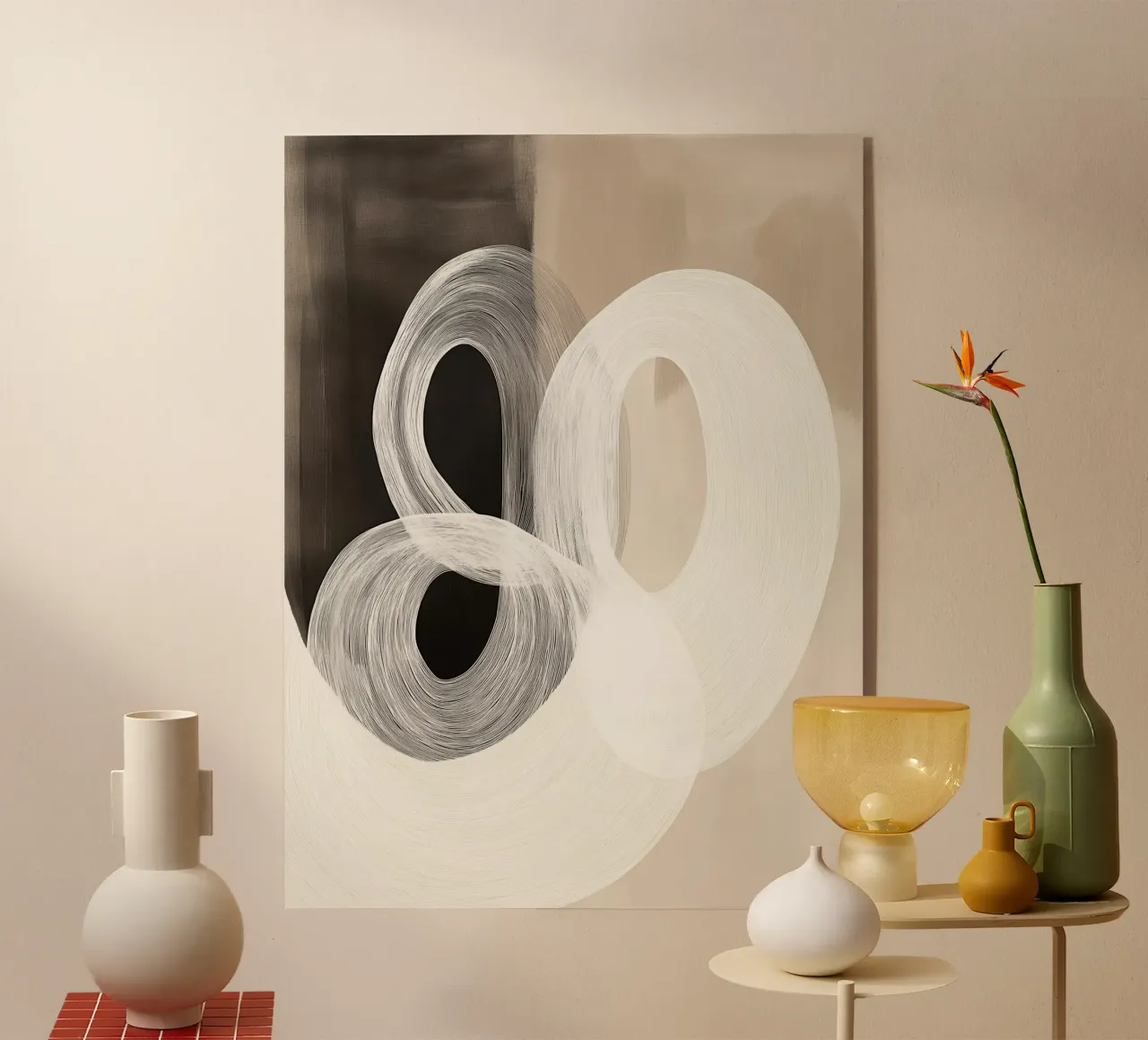 Forme astratte in marrone e crema plexiglass da Imagine