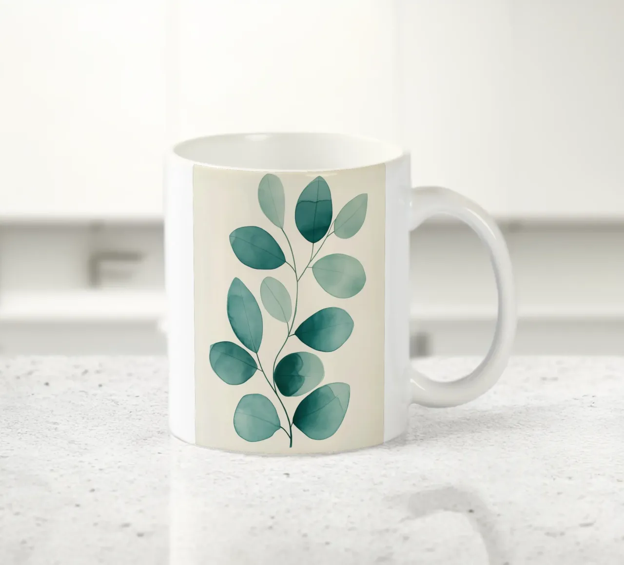 Groen blad abstract keramische mok van Imagine