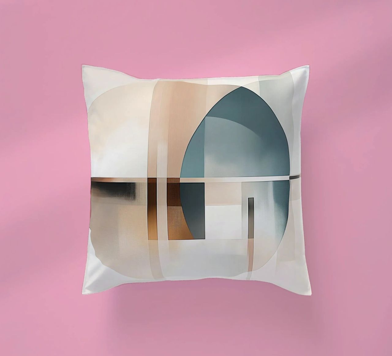 Abstract shapes in soft colours decorative cushion by Imagine