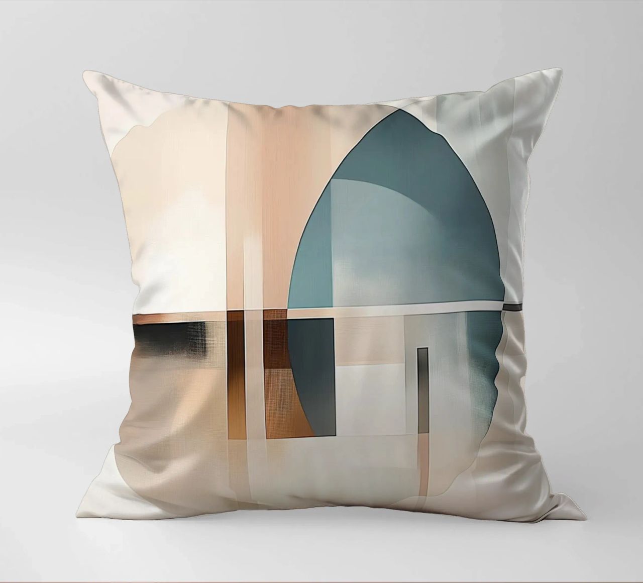 Abstract shapes in soft colours decorative cushion by Imagine