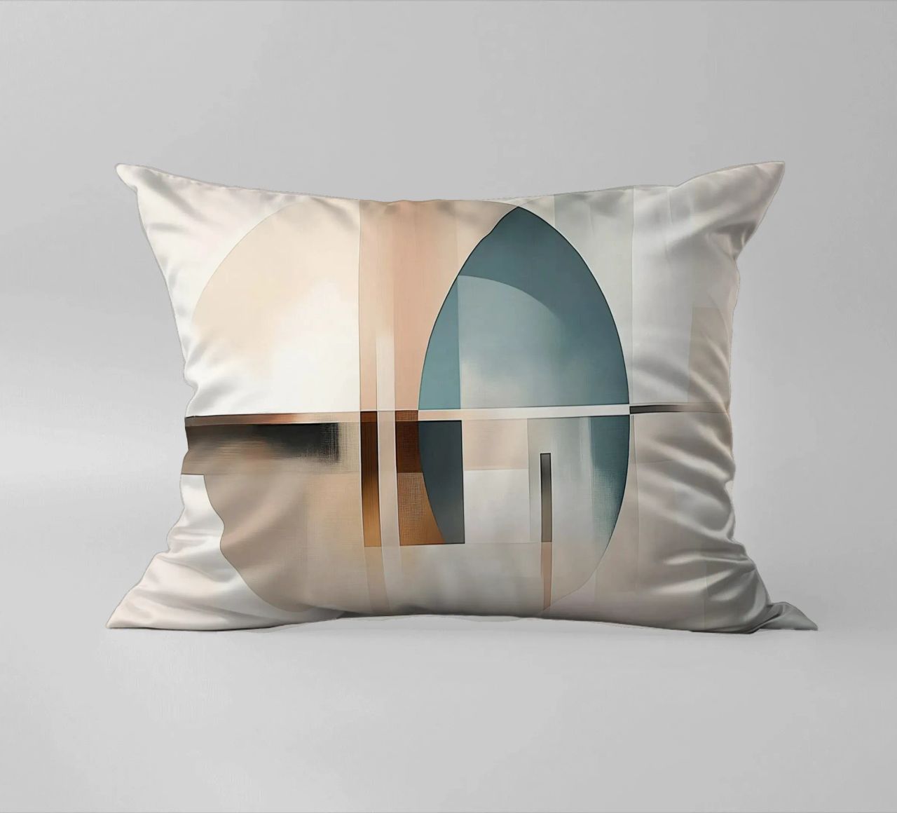 Abstract shapes in soft colours decorative cushion by Imagine