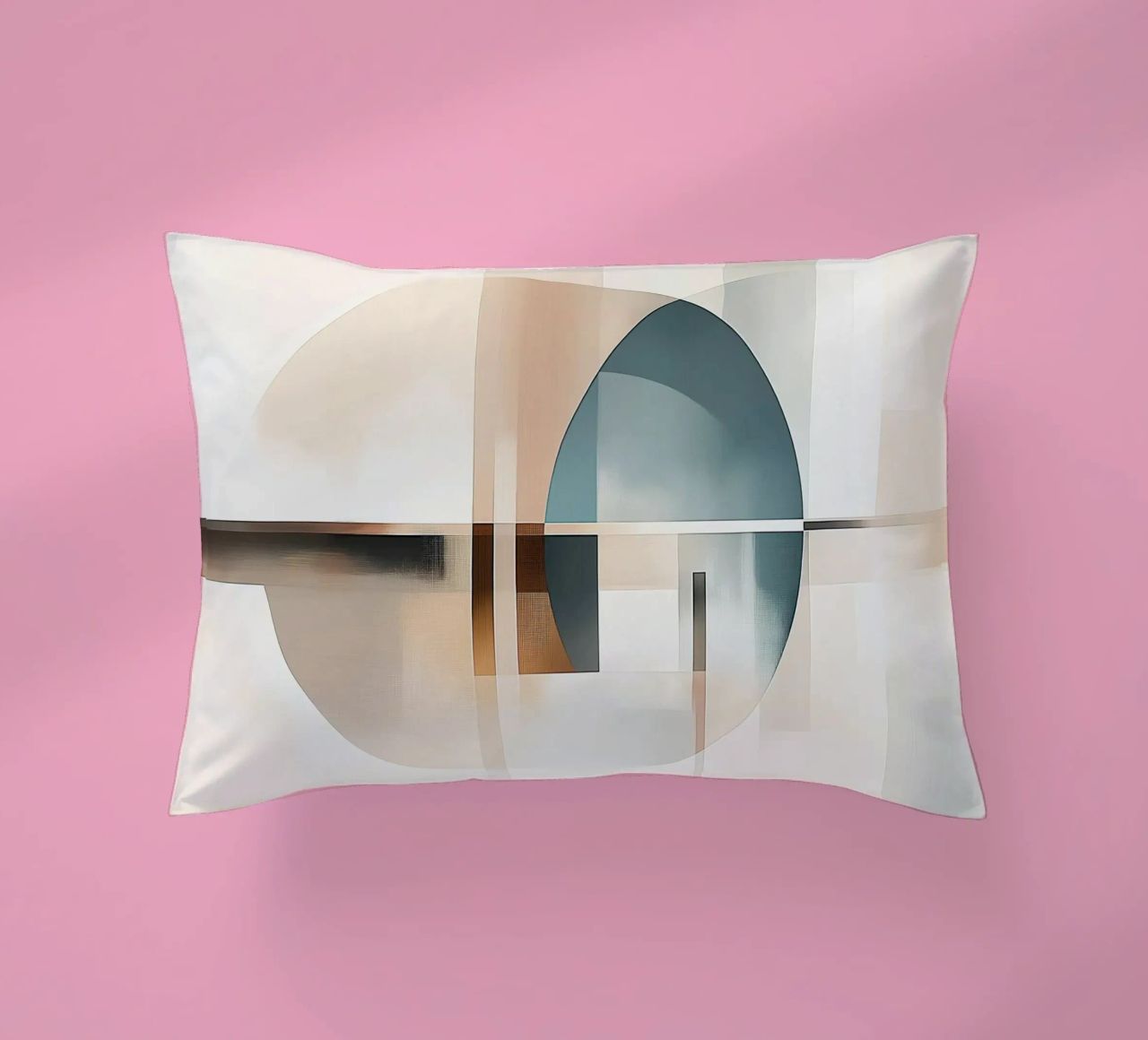 Abstract shapes in soft colours decorative cushion by Imagine