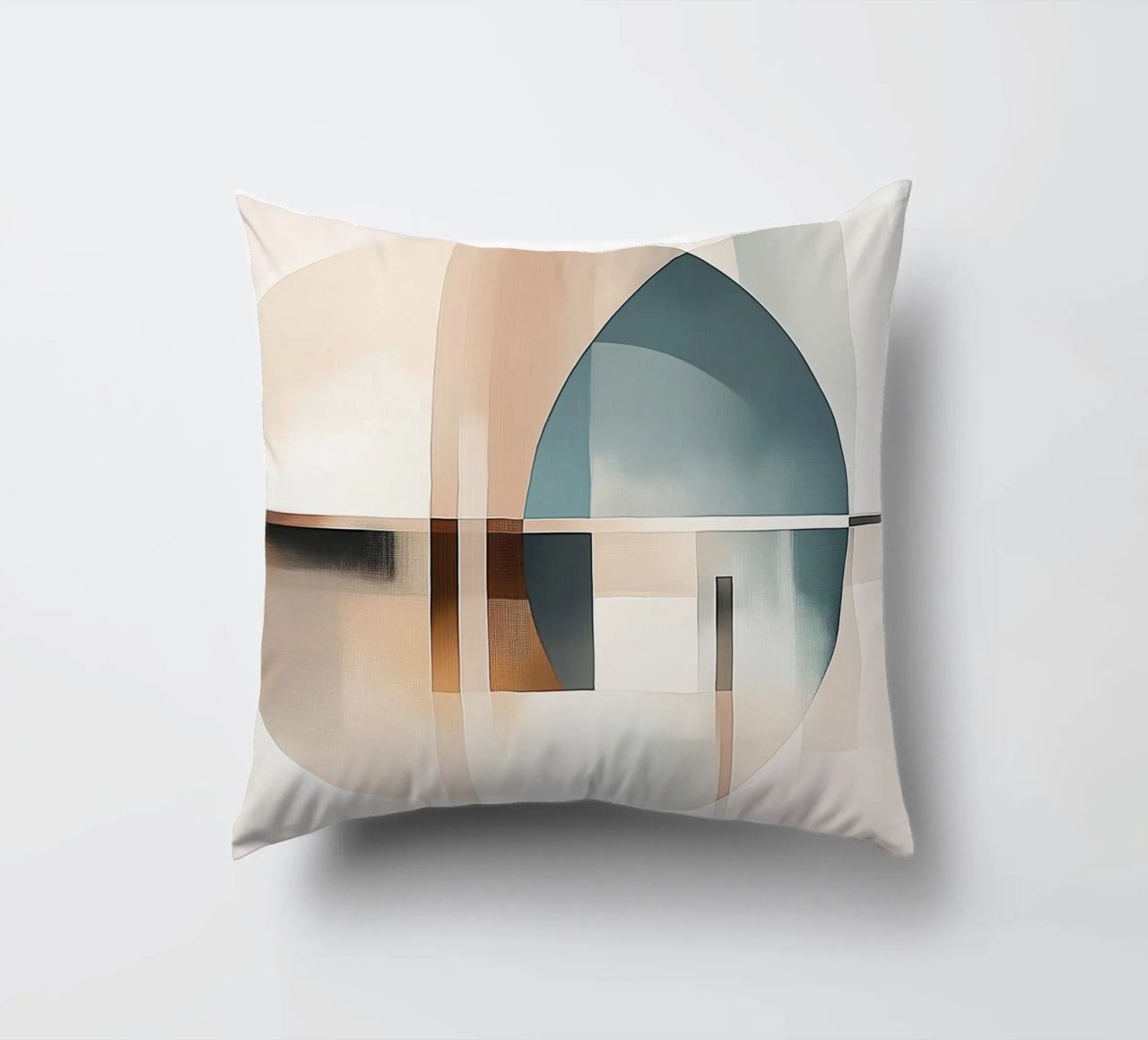 Abstract shapes in soft colours decorative cushion by Imagine