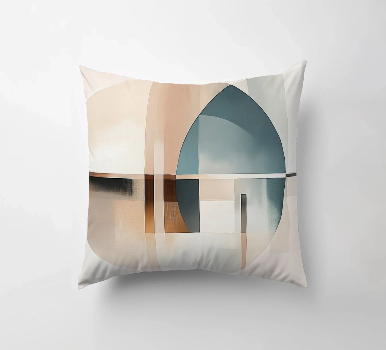 Abstract shapes in soft colours decorative cushion by Imagine