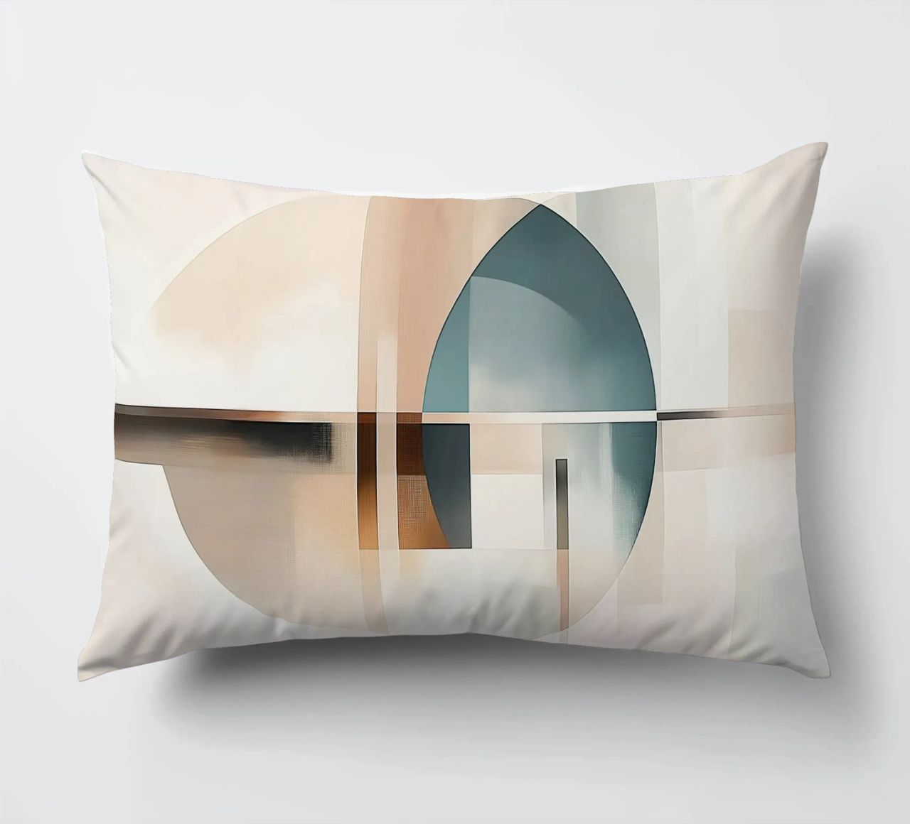 Abstract shapes in soft colours decorative cushion by Imagine