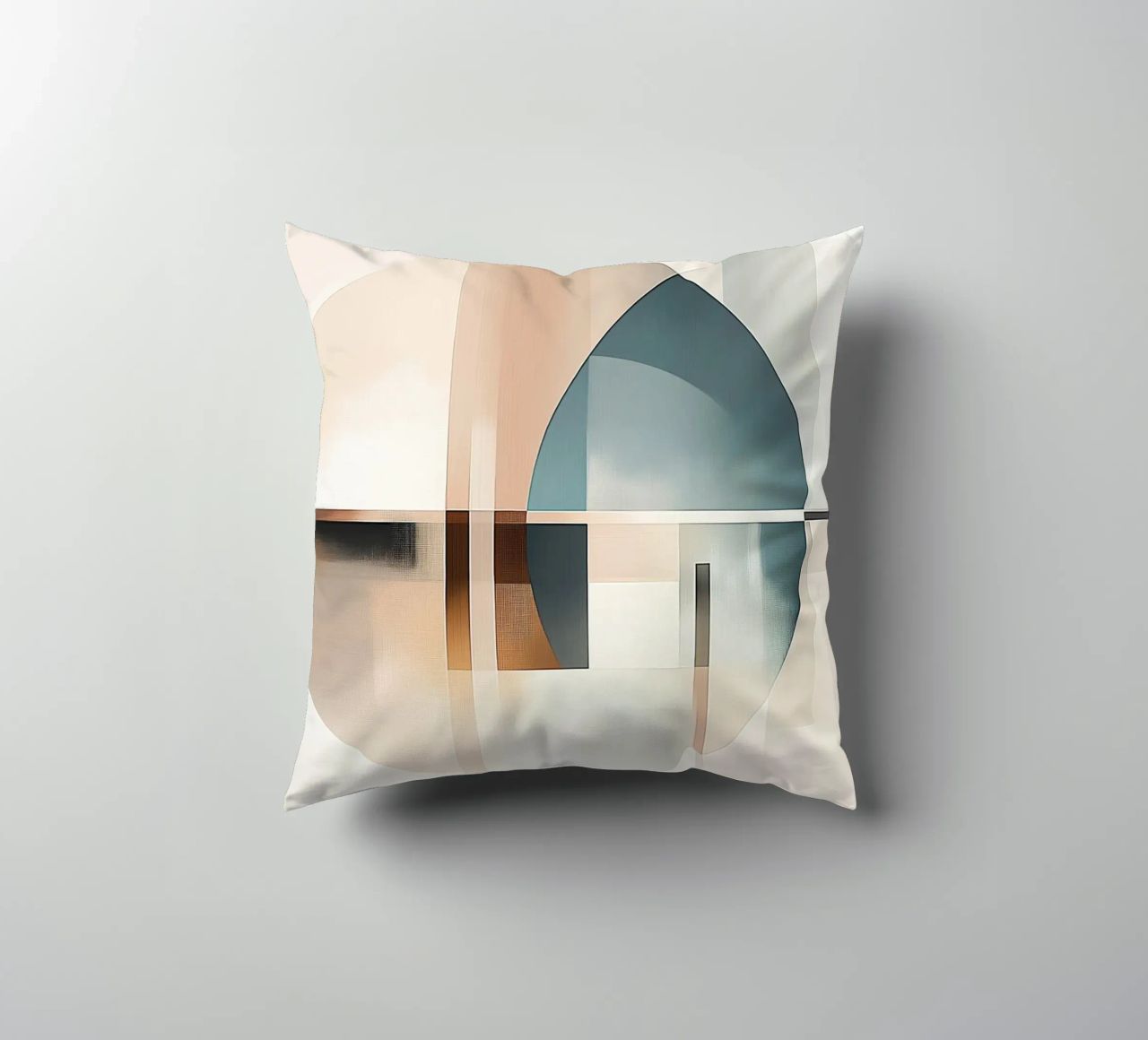 Abstract shapes in soft colours decorative cushion by Imagine