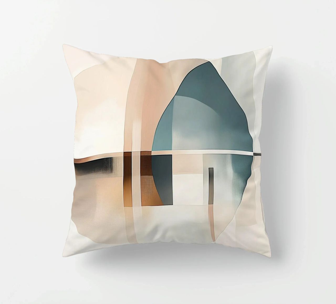 Abstract shapes in soft colours decorative cushion by Imagine