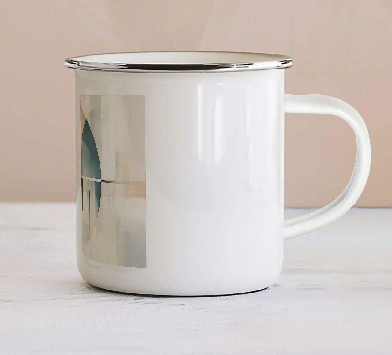 Abstract shapes in soft colours enamel mug by Imagine