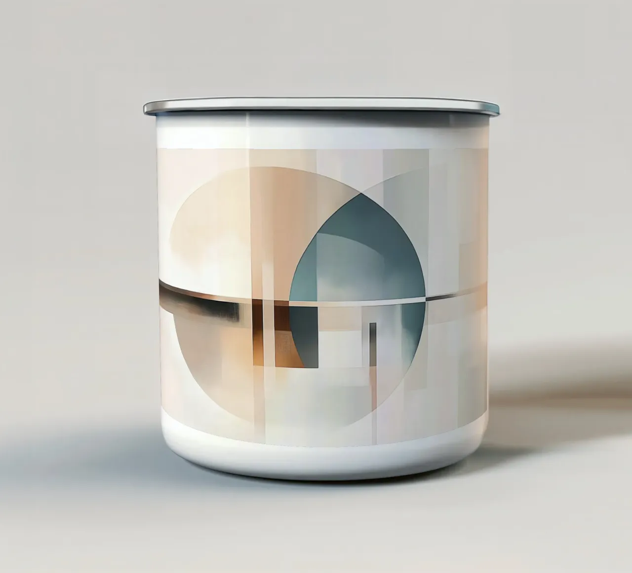 Abstracte vormen in zachte kleuren emaille mok van Imagine