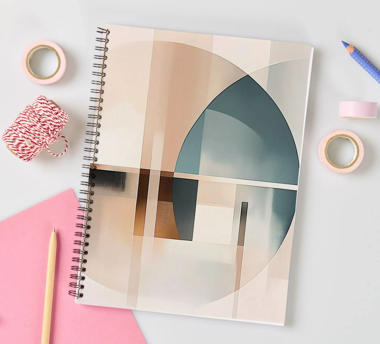 Abstract shapes in soft colours spiral notebook by Imagine