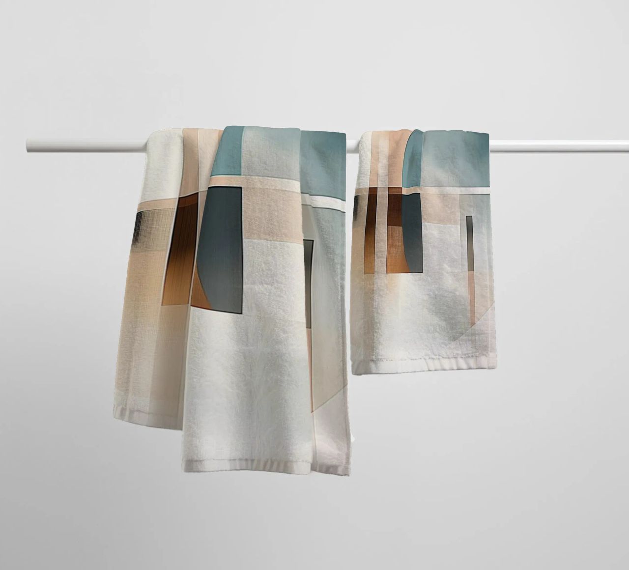 Abstract shapes in soft colours towel by Imagine