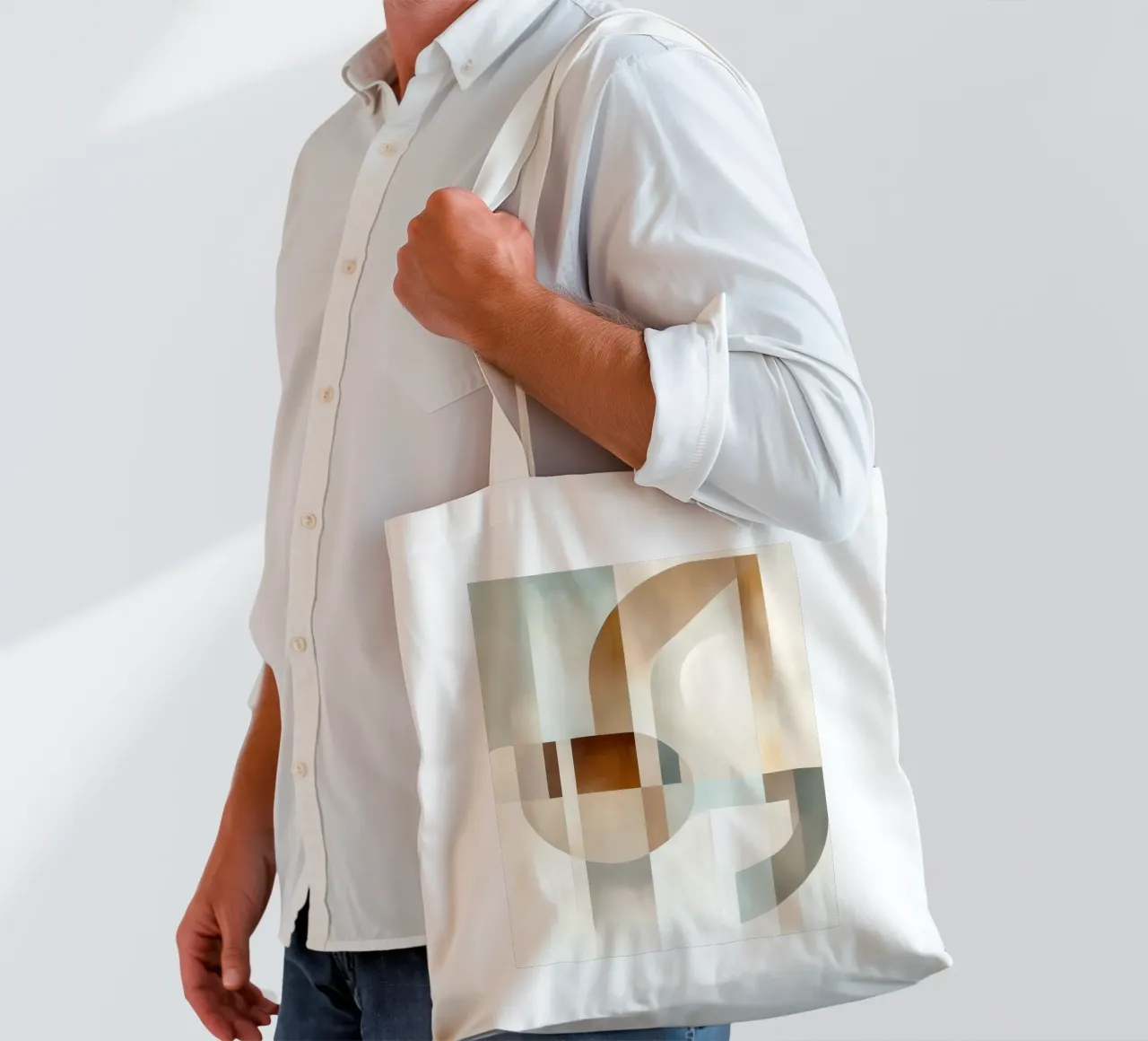 Abstract shapes soft tones tote bag by Imagine