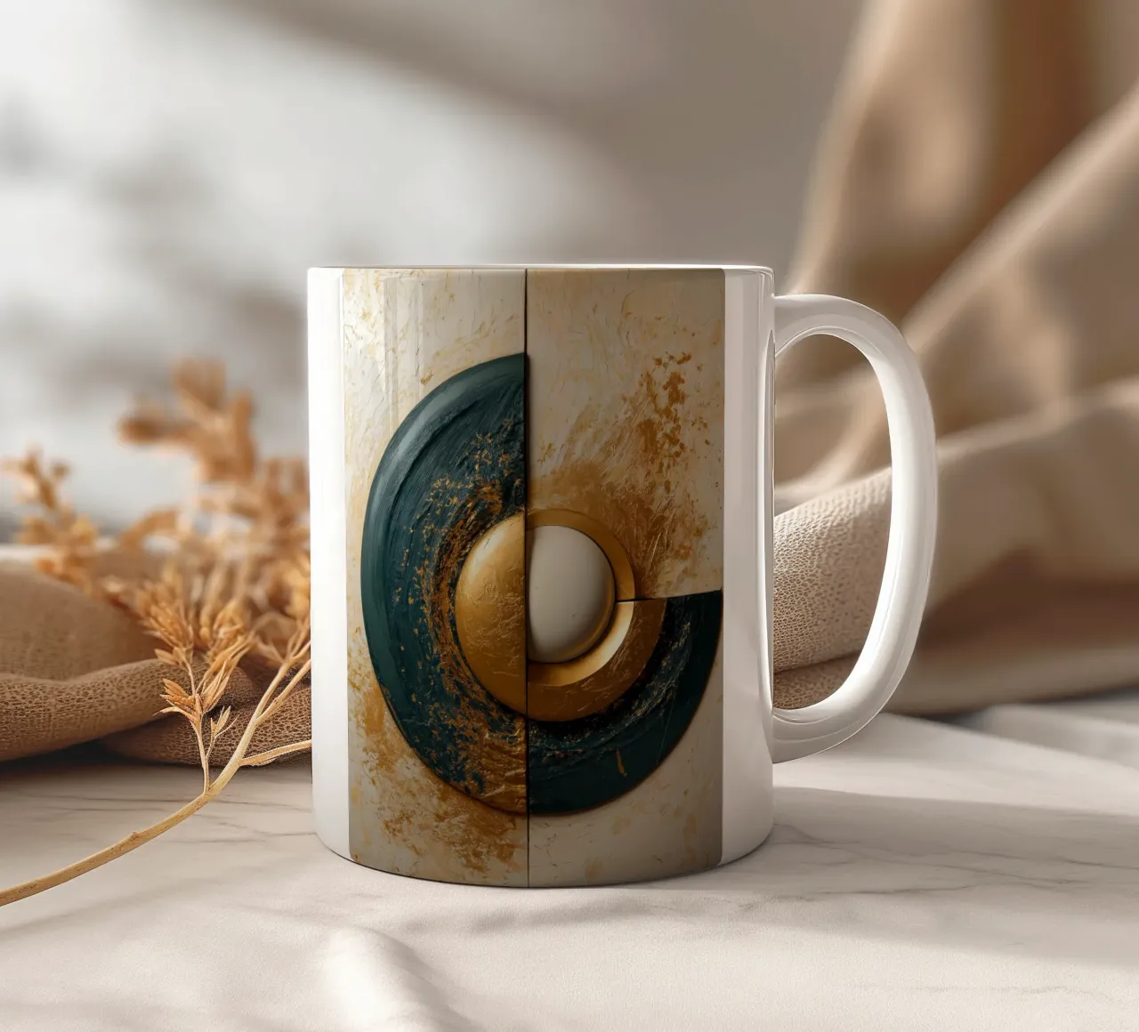 Forme rotonde astratte con oro tazza in ceramica da Imagine
