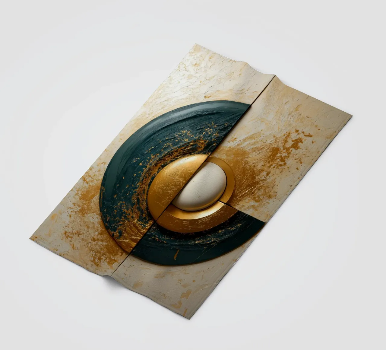 Abstract round shapes with gold fleece blanket by Imagine