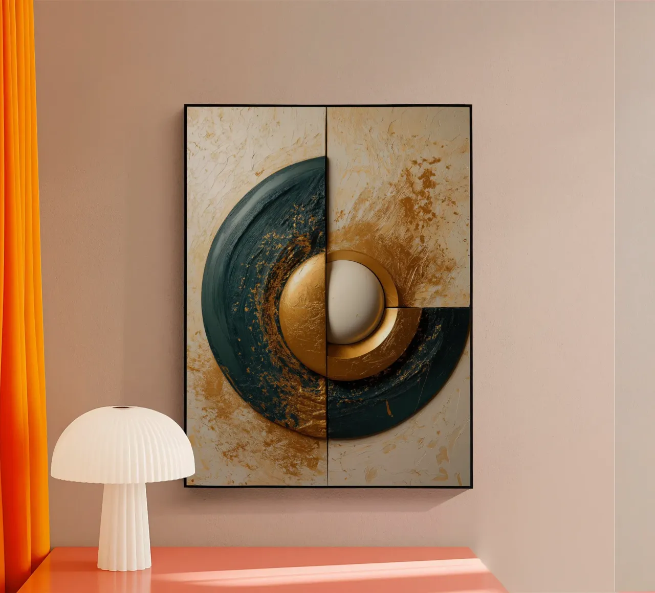 Formas redondas abstractas con oro metacrilato de Imagine