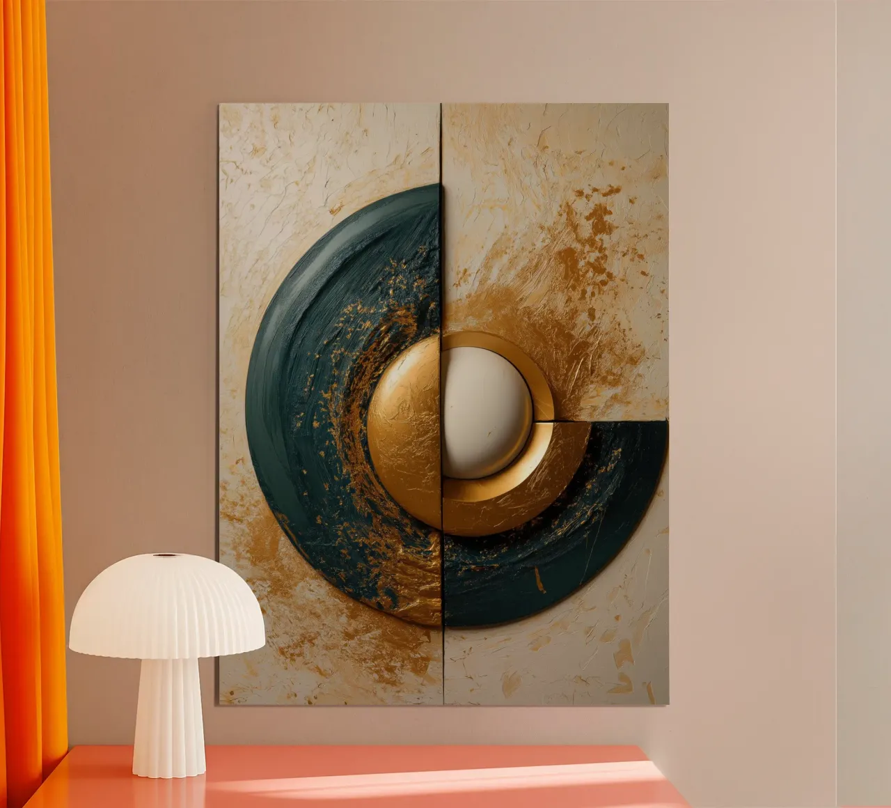 Abstract round shapes with gold hahnemühle by Imagine