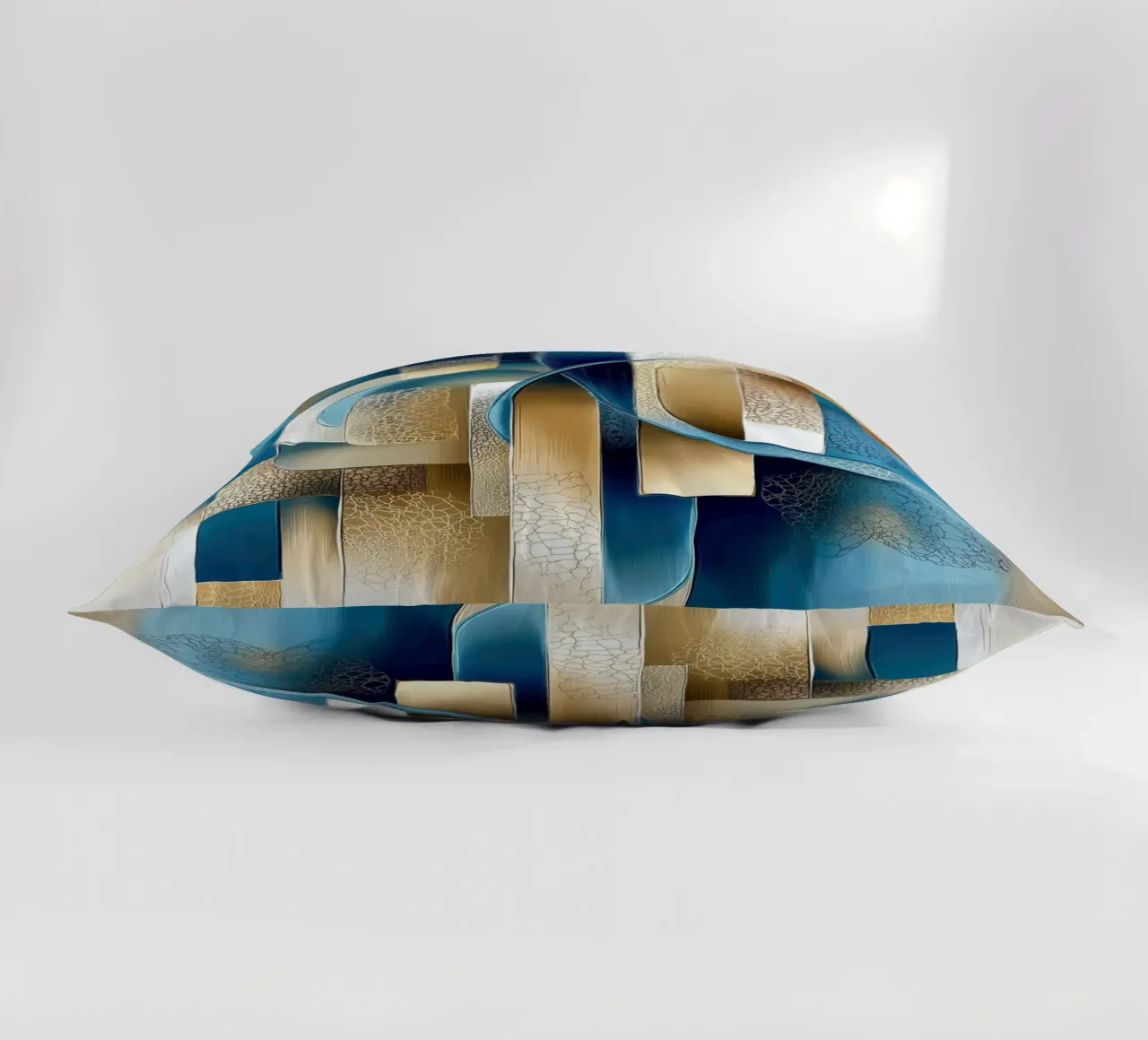 Forma astratta in blu e oro cuscino da Imagine