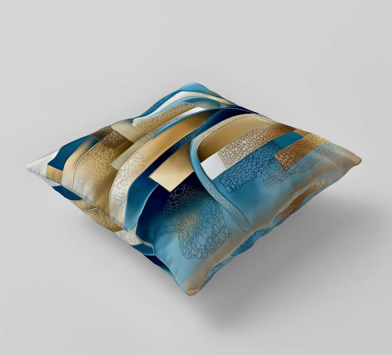 Forma astratta in blu e oro cuscino da Imagine