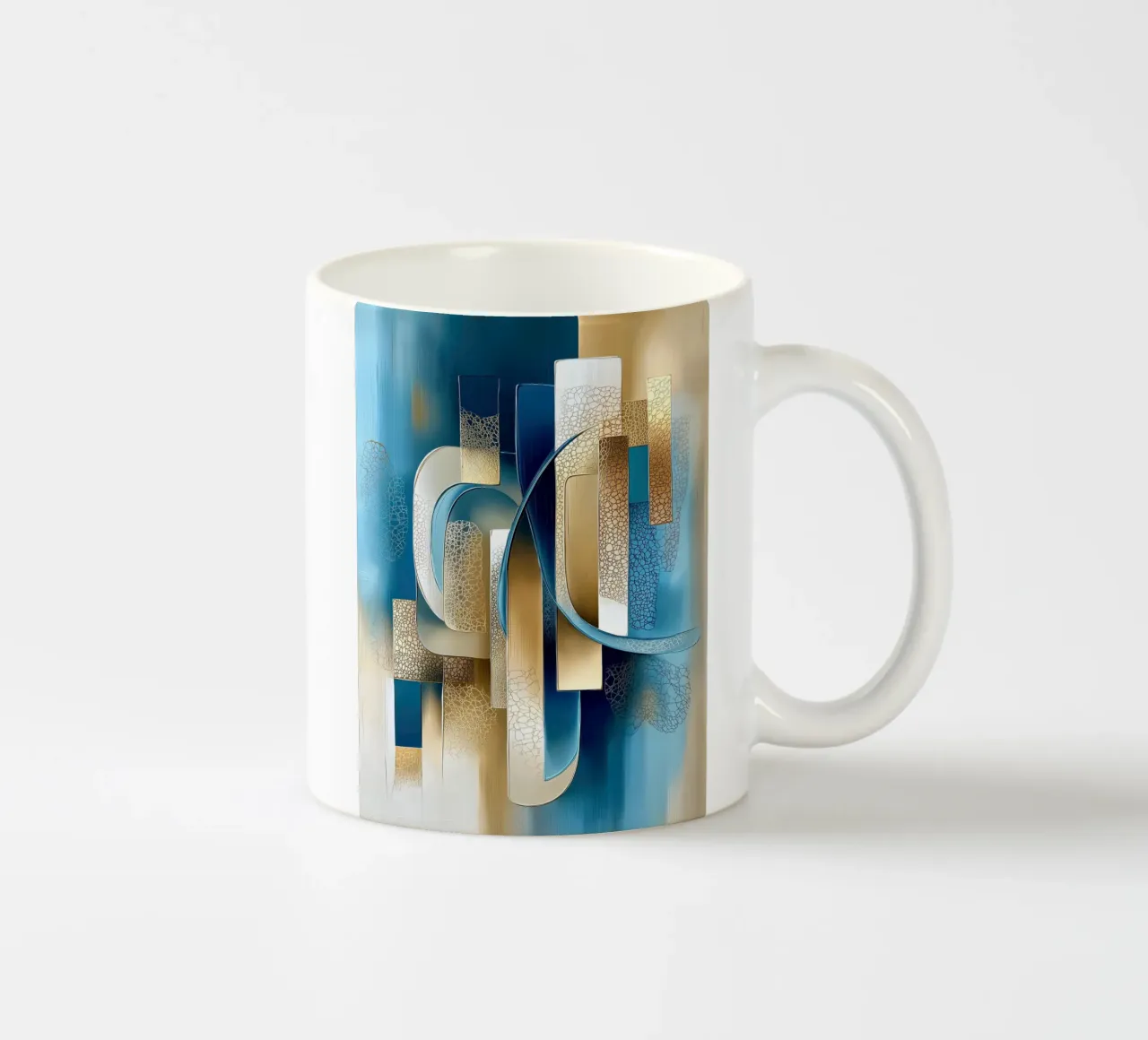 Abstracte vorm in blauw en goud keramische mok van Imagine