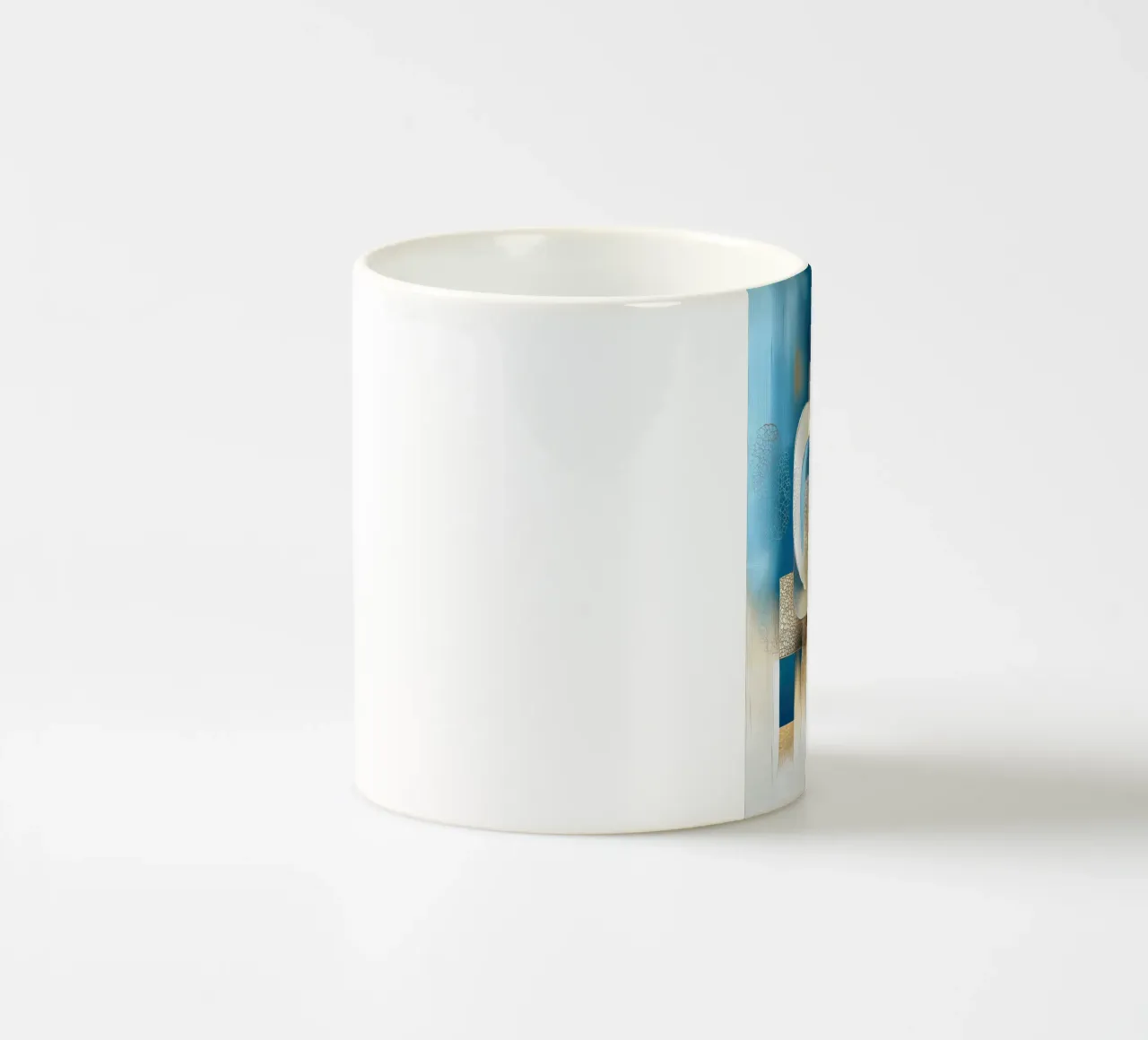 Abstracte vorm in blauw en goud keramische mok van Imagine