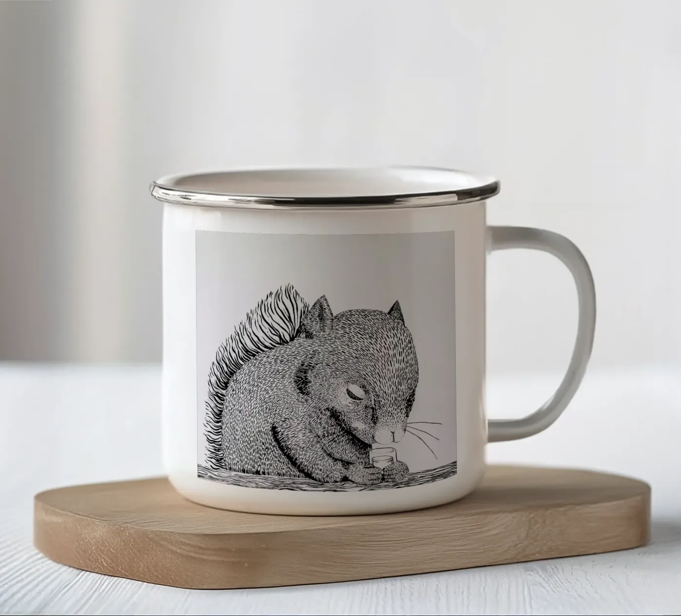Squirrel enamel mug by Anna Fietta