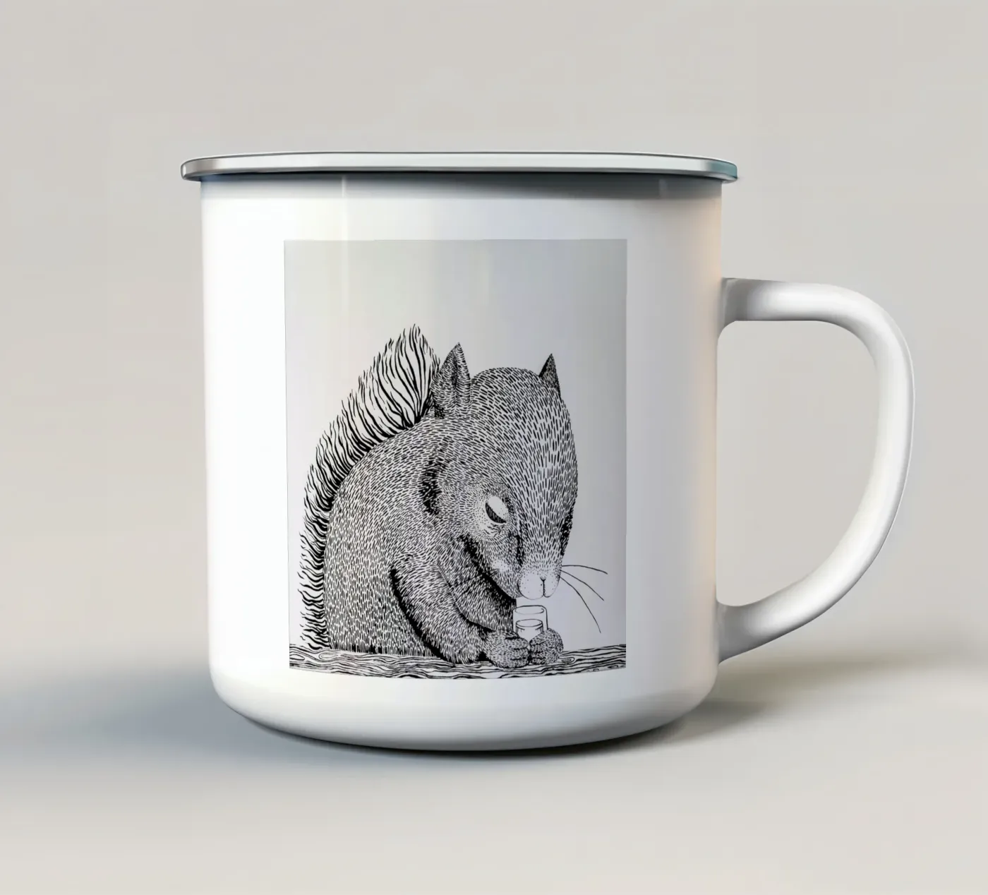 Squirrel enamel mug by Anna Fietta