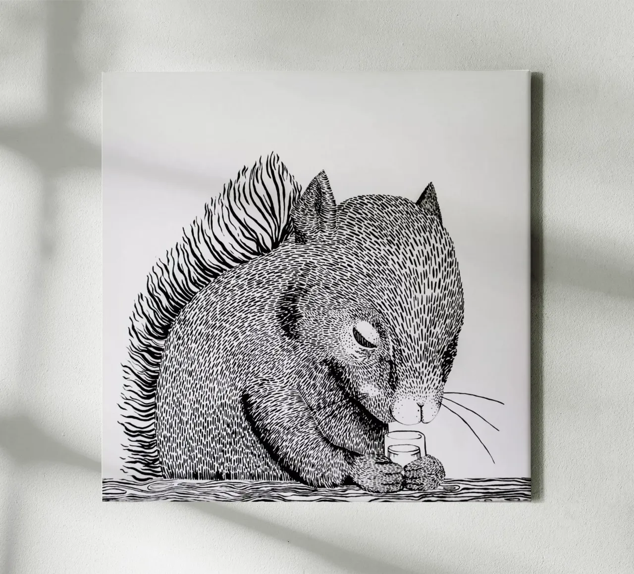 Squirrel tela con Cornice a cassetta da Anna Fietta