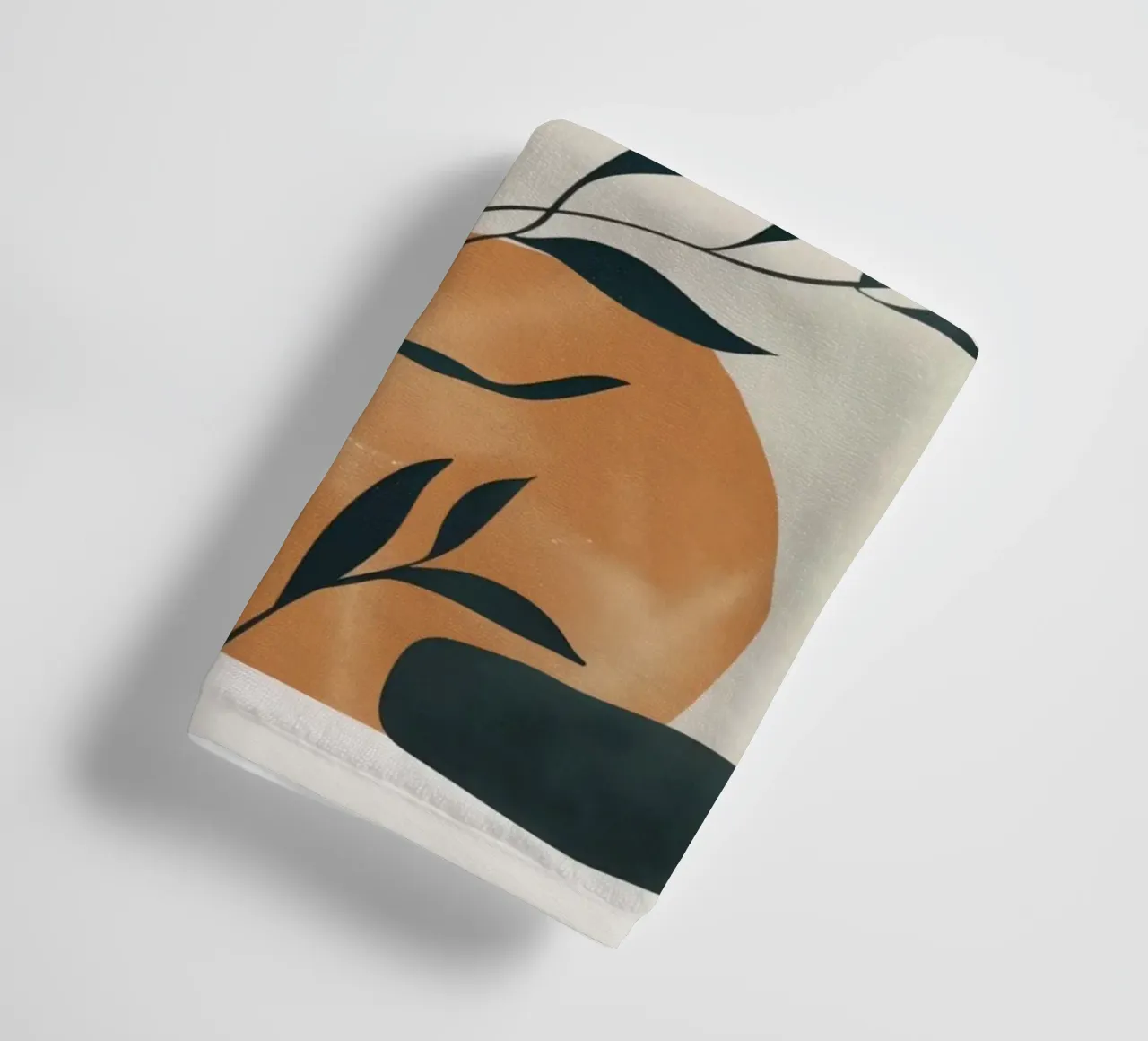 Boho Moon Sun Plant Mountain Abstract Nature Yoga Coffee Art towel by Gentle Echoes Art