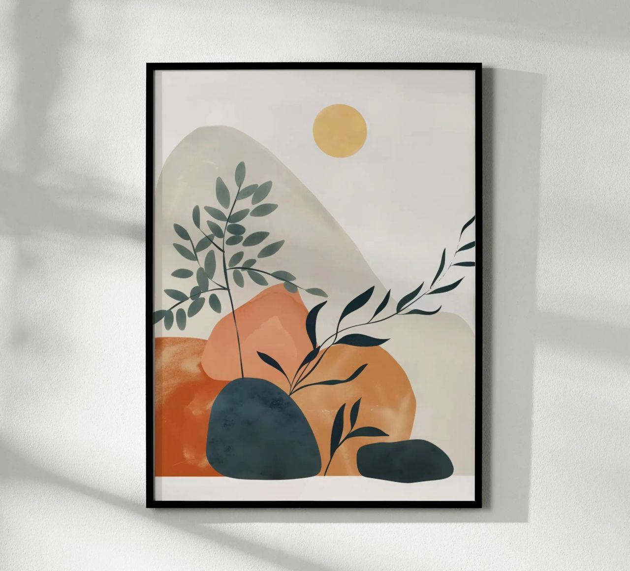 Boho Moon Sun Plant Mountain Abstract Nature Yoga Coffee Art poster de Gentle Echoes Art