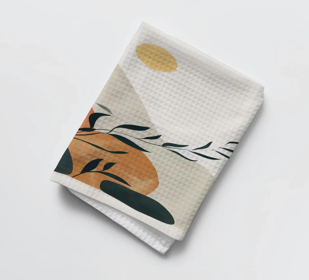 Boho Luna Sole Pianta Montagna Natura Astratta Yoga Caffè Arte canovaccio da cucina da Gentle Echoes Art