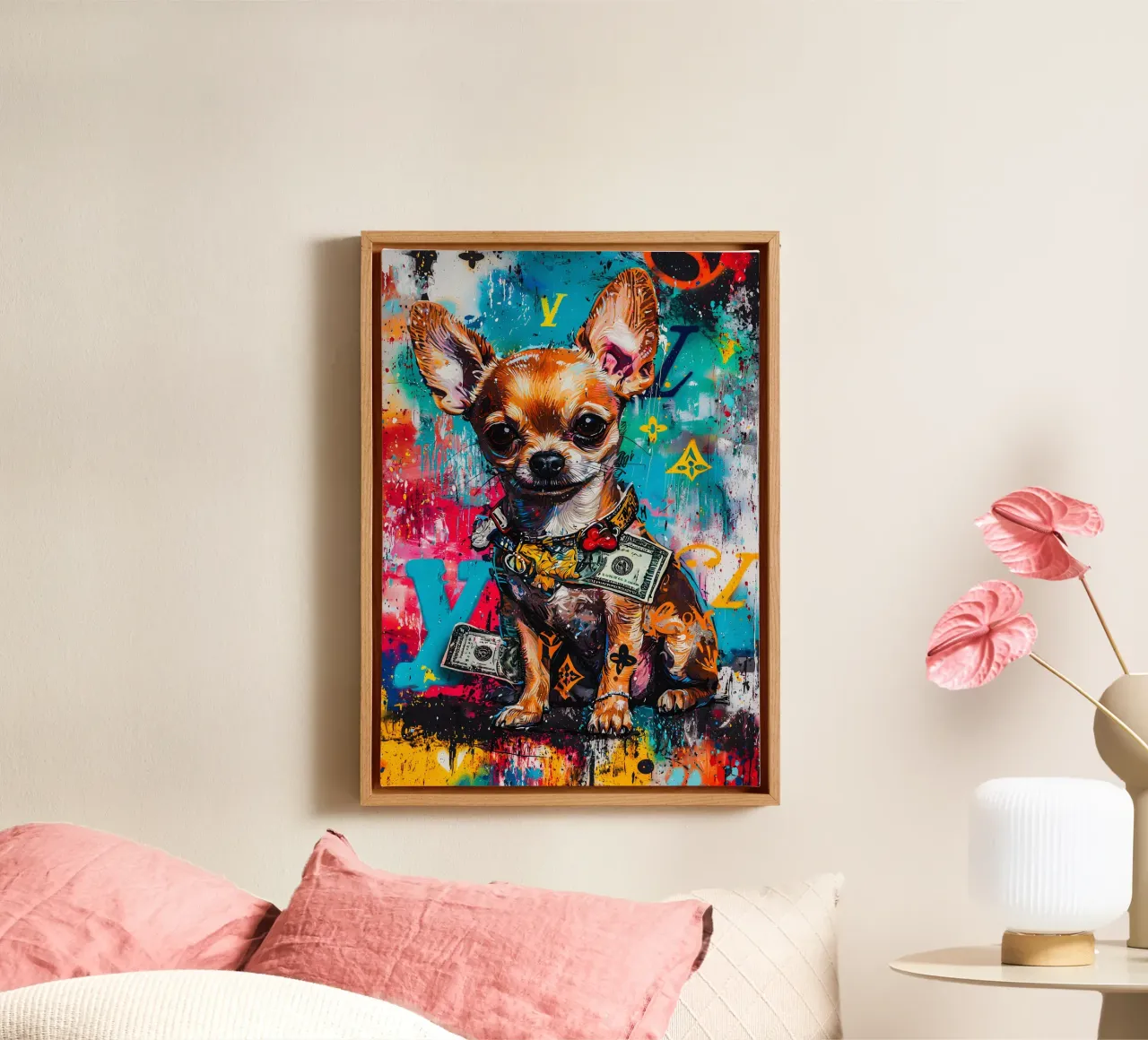 Pop art A hip hop chihuahua dog canvas by FreeArtStudio