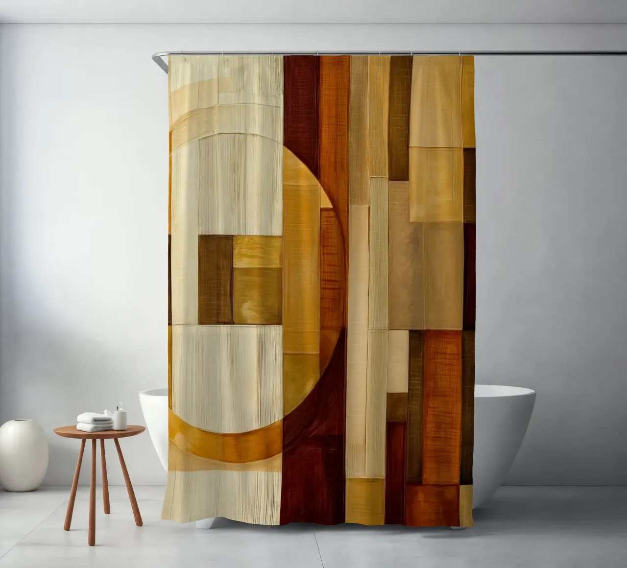 Abstract shapes in brown colours shower curtain by Imagine