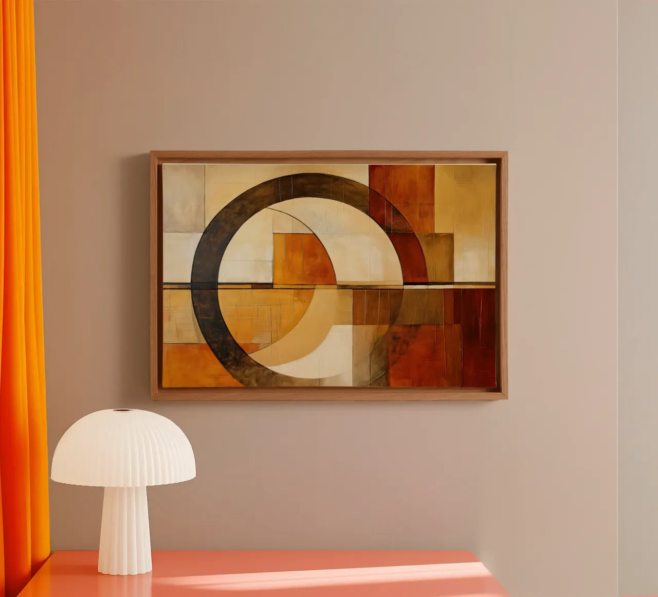 Abstract in bruine kleuren canvas met Baklijst van Imagine