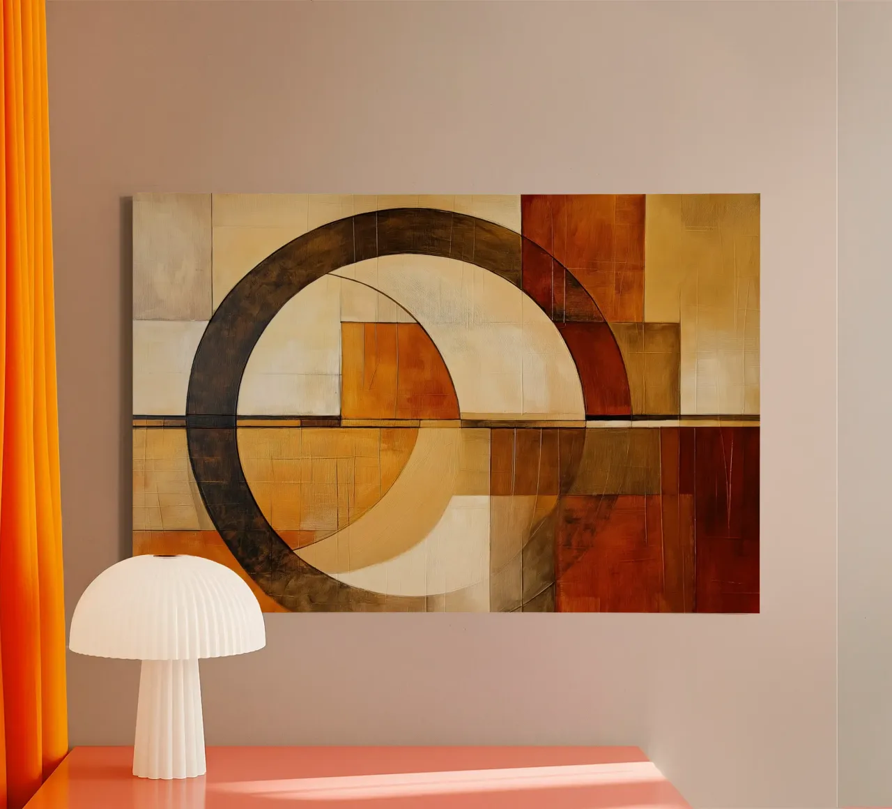Abstract in bruine kleuren canvas met Baklijst van Imagine