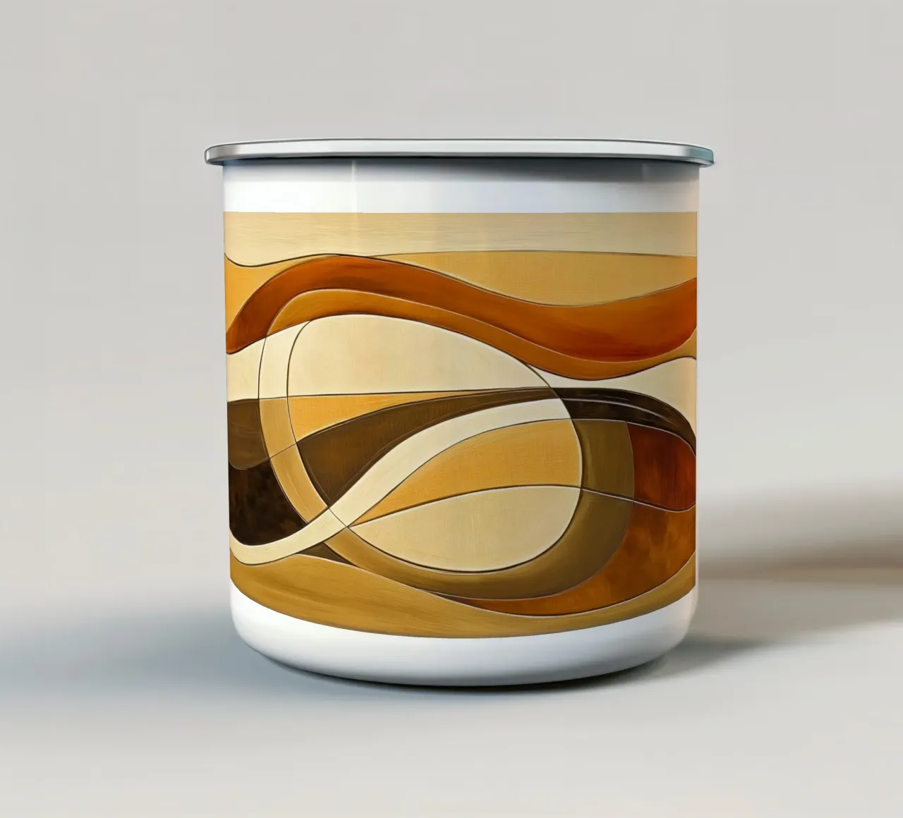 Abstract in bruine tinten emaille mok van Imagine