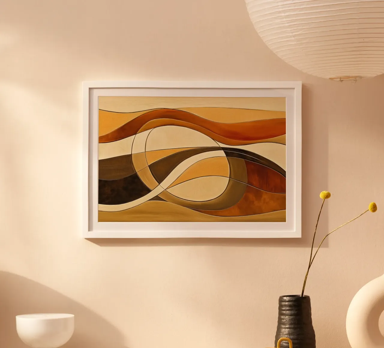 Astratto nei toni del marrone poster con telaio in legno da Imagine