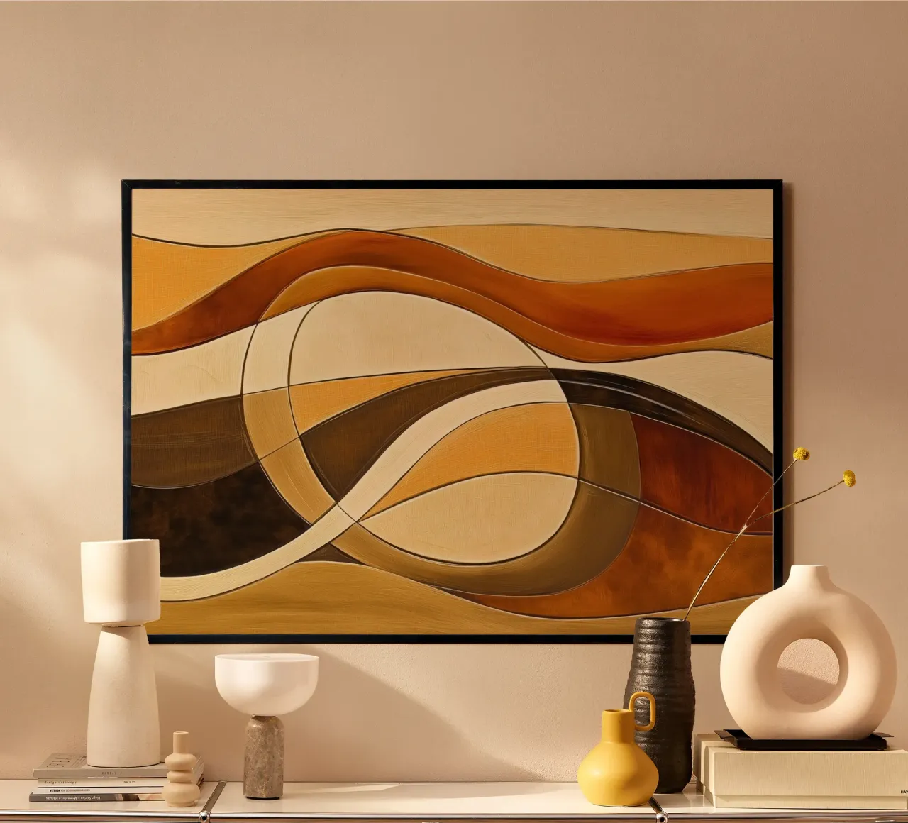 Astratto nei toni del marrone poster con telaio in legno da Imagine
