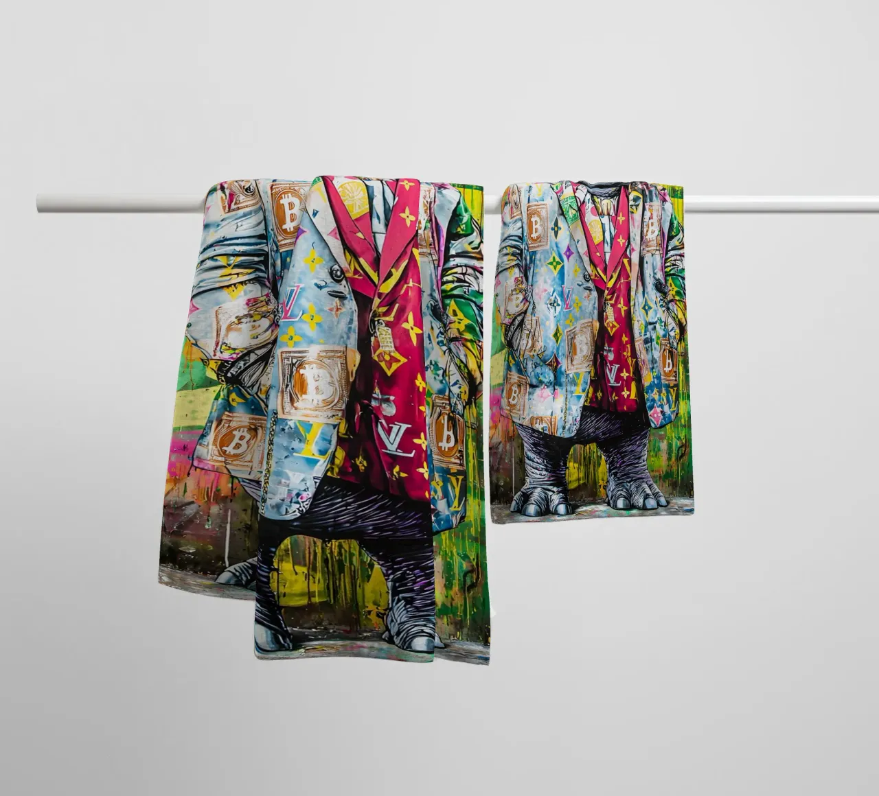 Pop art A hip hop hippo towel by FreeArtStudio