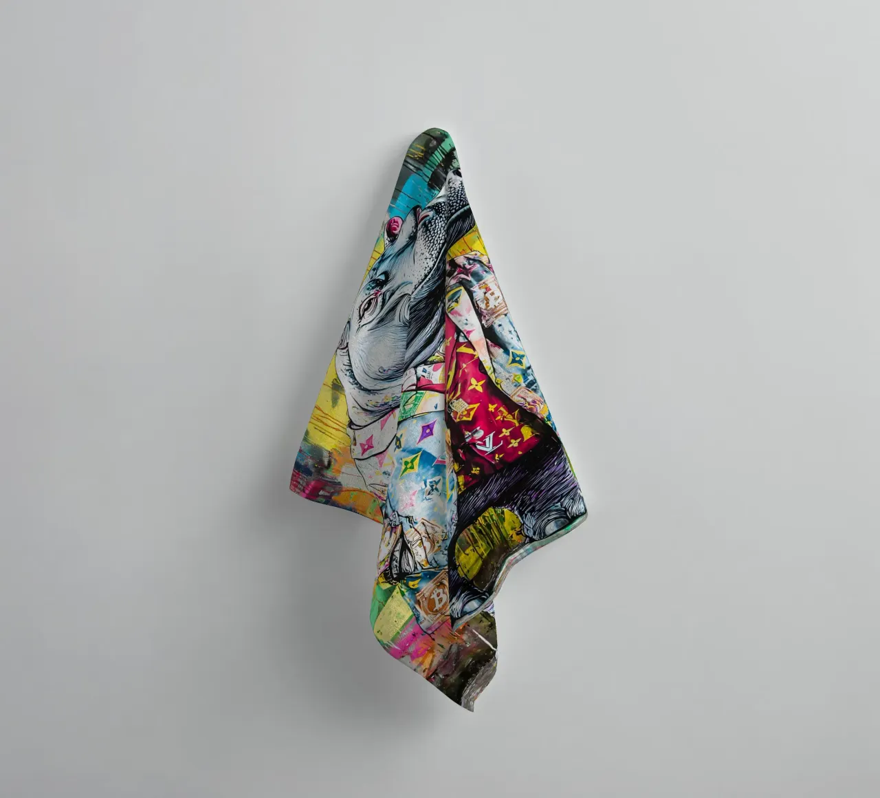 Pop art A hip hop hippo towel by FreeArtStudio