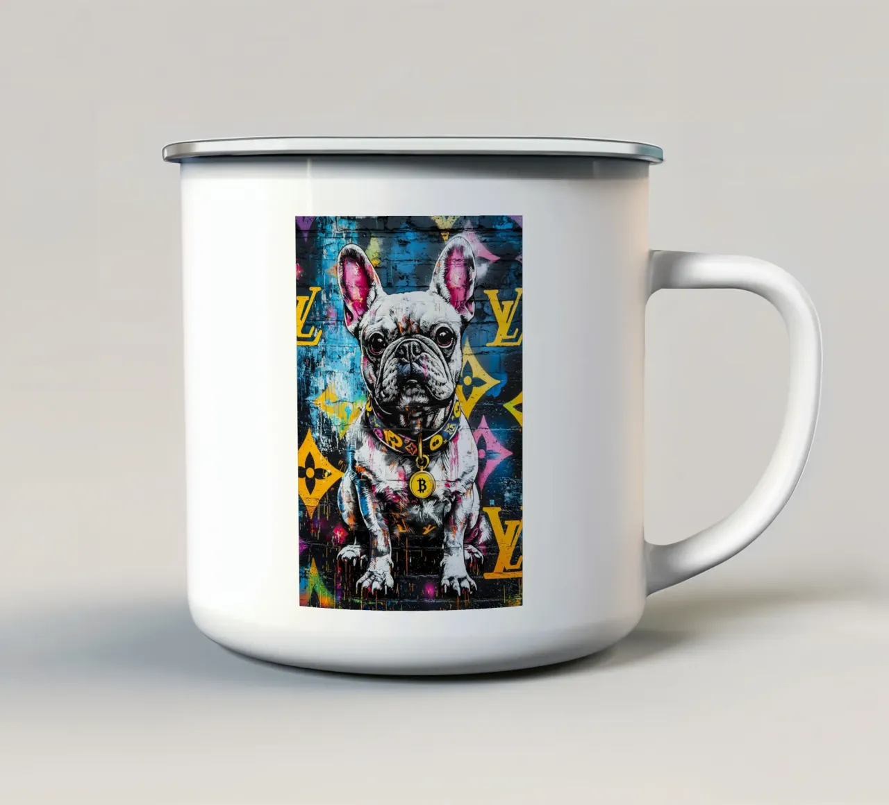 Pop art A hip hop pull dog tazza in smalto da FreeArtStudio