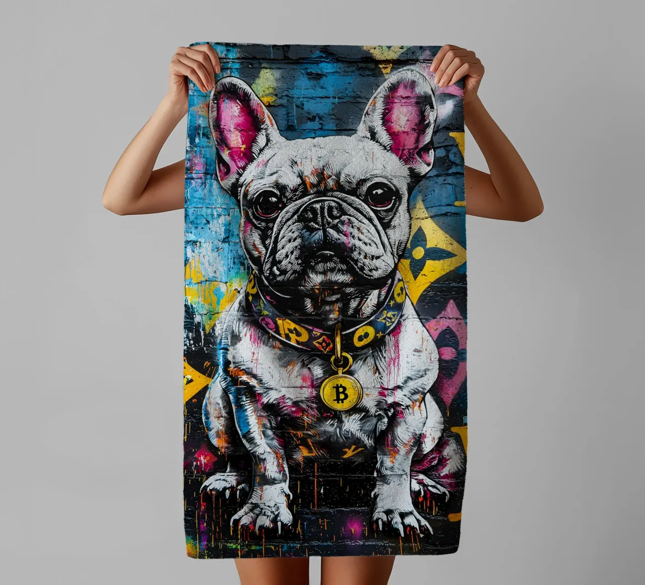 Pop art A hip hop pull dog asciugamano da bagno da FreeArtStudio
