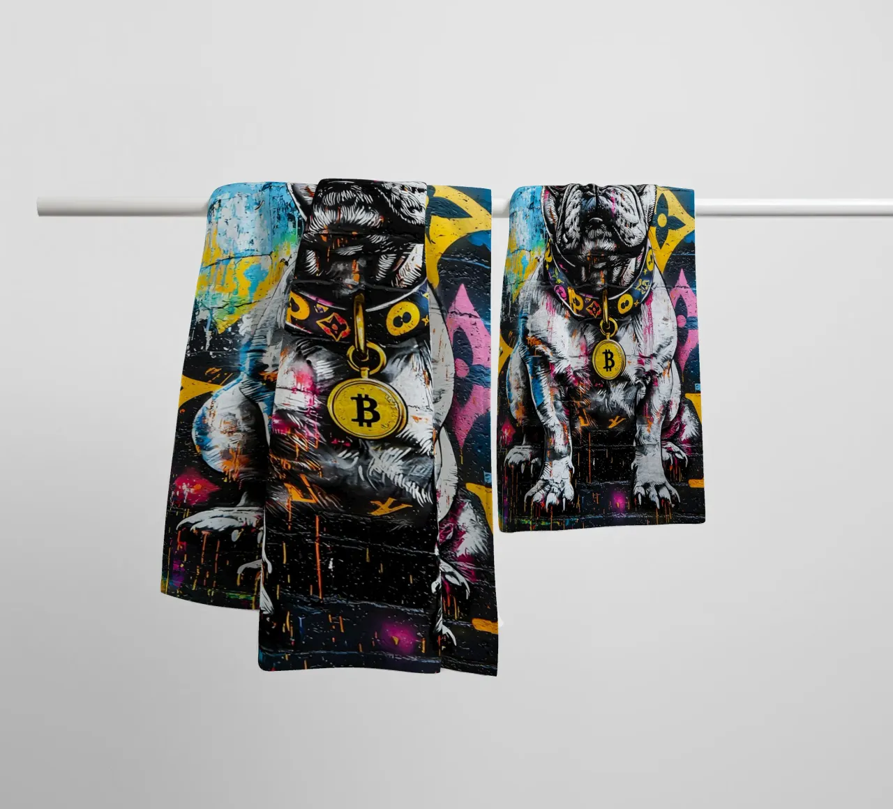 Pop art A hip hop pull dog asciugamano da bagno da FreeArtStudio