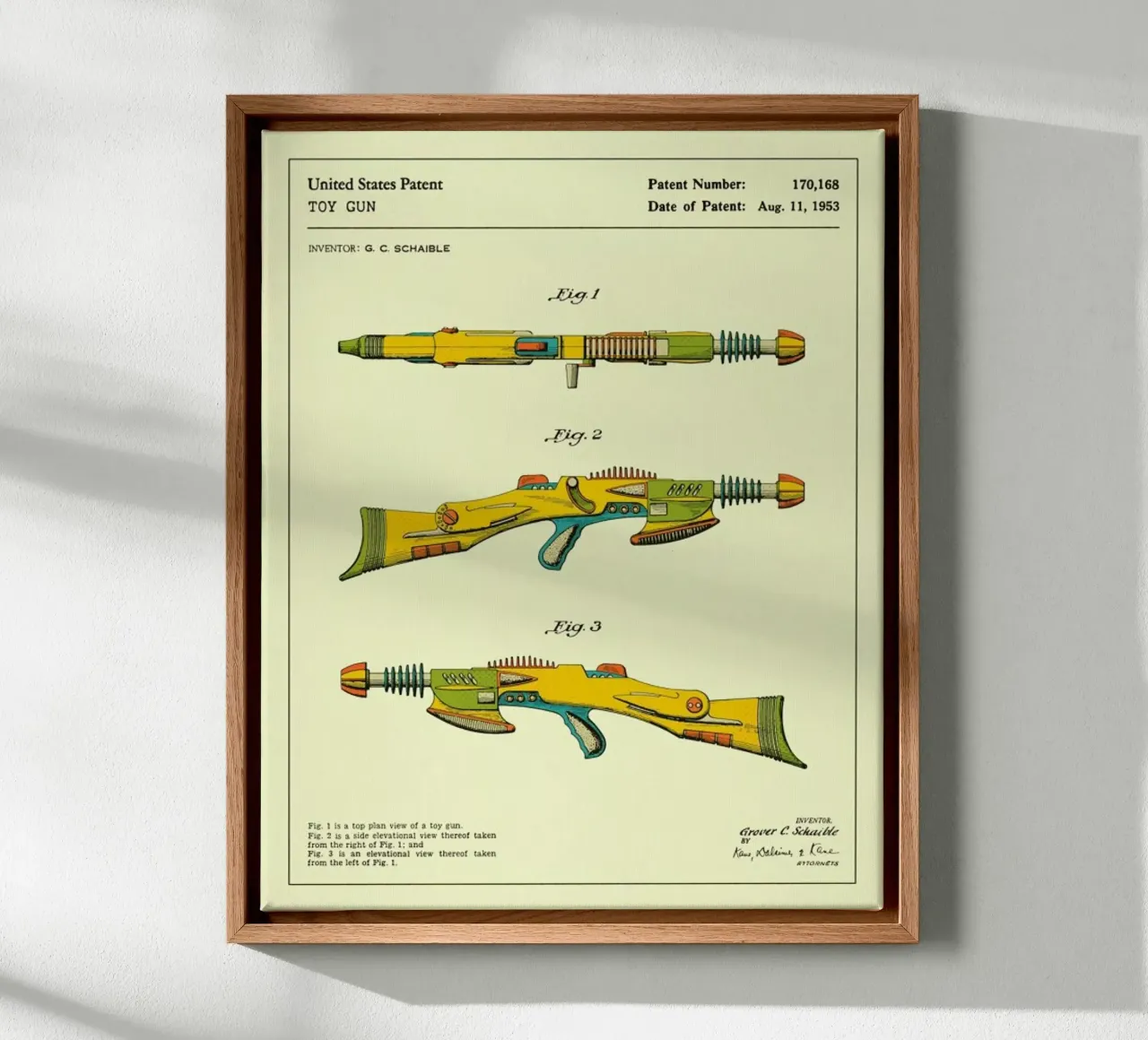 Patent voor desintegratorgeweer (1953) canvas met Baklijst van Jazzberry Blue