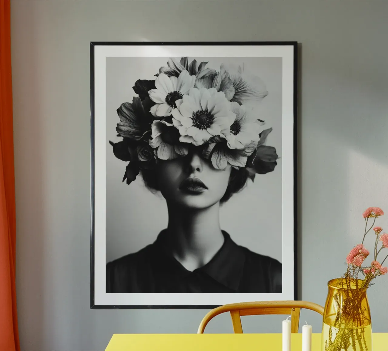 Donna con capelli a fiori carta hahnemühle da Imagine