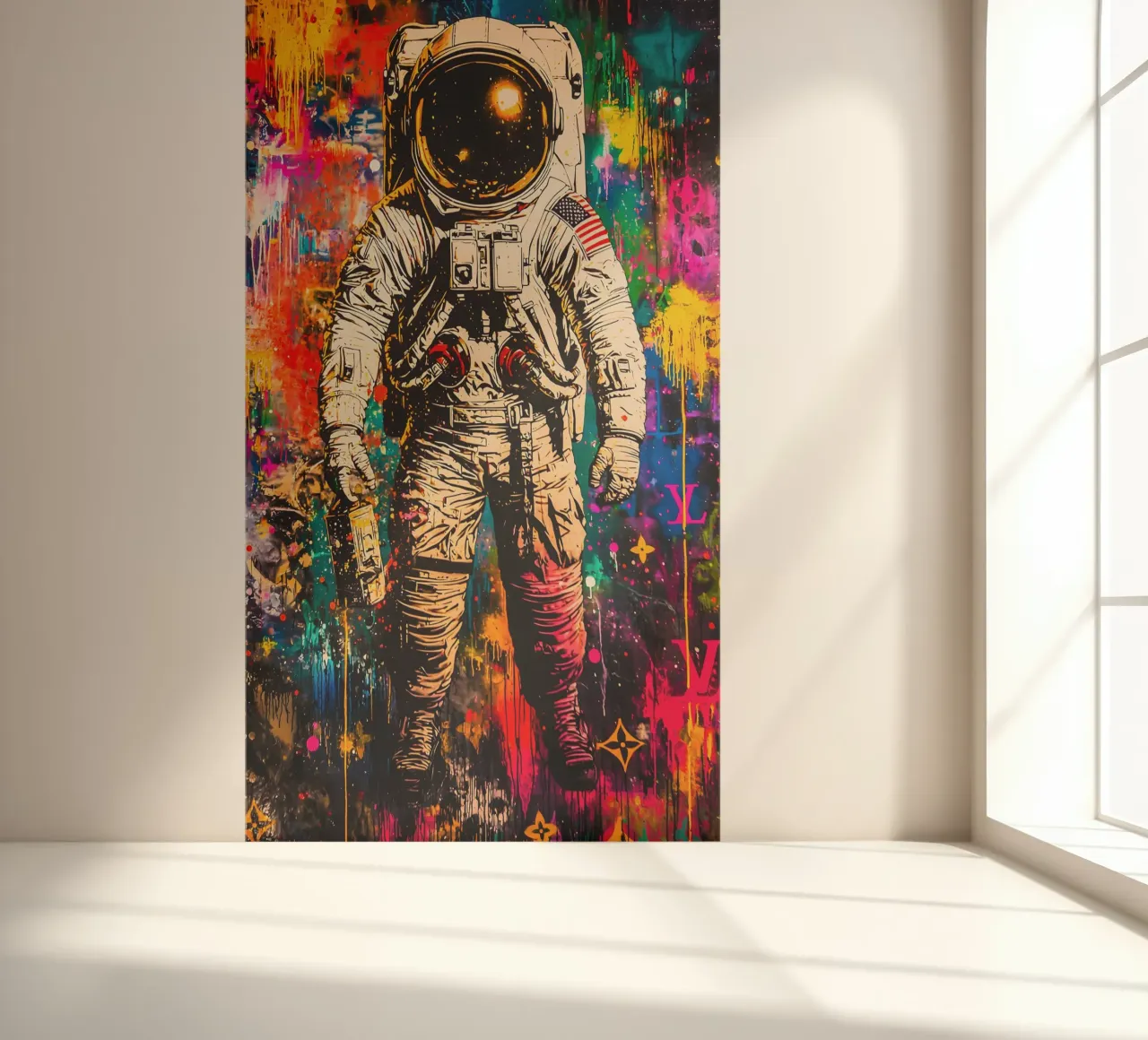 Graffiti art Astronaut papel para pared de FreeArtStudio