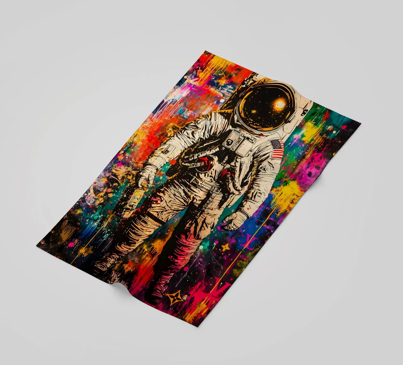 Graffiti art Astronaut beach towel by FreeArtStudio