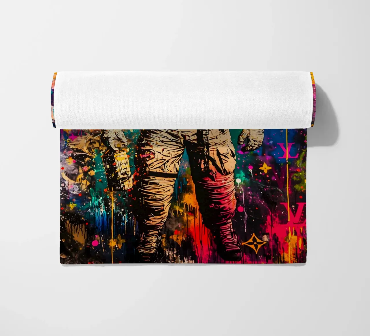 Graffiti art Astronaut beach towel by FreeArtStudio