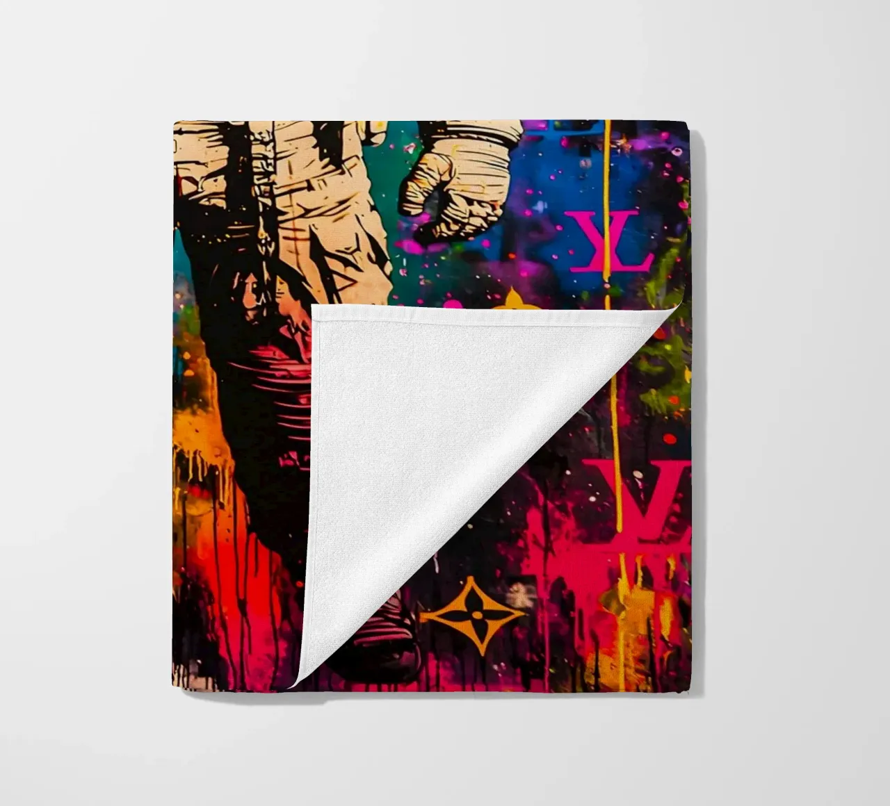 Graffiti art Astronaut beach towel by FreeArtStudio